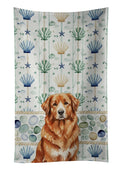 Reddish Brown Great Pyrenees Coastal Sea Glass Kitchen Towel Velour Plush Front and Cotton Loop Back Machine Washable