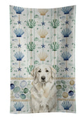 White Great Pyrenees Coastal Sea Glass Kitchen Towel Velour Plush Front and Cotton Loop Back Machine Washable