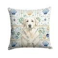 White Great Pyrenees Coastal Sea Glass Decorative Throw Pillow 18x18 Indoor Outdoor Accent Cushion, Fabric Cover with Insert for Sofa, Bed, Porch & Living Room