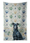 Black Greyhound Coastal Sea Glass Kitchen Towel Velour Plush Front and Cotton Loop Back Machine Washable