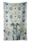 Blue Brindle Greyhound Coastal Sea Glass Kitchen Towel Velour Plush Front and Cotton Loop Back Machine Washable