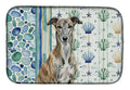Brindle Greyhound Coastal Sea Glass Dish Drying Mat Absorbent Dish Drying Mat Pad for Kitchen Counter Dish Drainer Mat for Countertop, 14 x 21", Multicolor