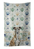 Brindle Greyhound Coastal Sea Glass Kitchen Towel Velour Plush Front and Cotton Loop Back Machine Washable