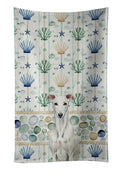 White Greyhound Coastal Sea Glass Kitchen Towel Velour Plush Front and Cotton Loop Back Machine Washable