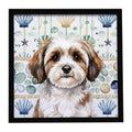 Parti-color Havanese Coastal Sea Glass Framed Metal Print Bathroom, Kitchen, Office, Home Decor Wall Art Ready to Hang, Square, 8X8
