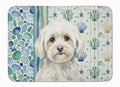 White Havanese Coastal Sea Glass Memory Foam Kitchen Mat Machine Washable Anti-Fatigue Cushion Comfort Bath or Kitchen Rug
