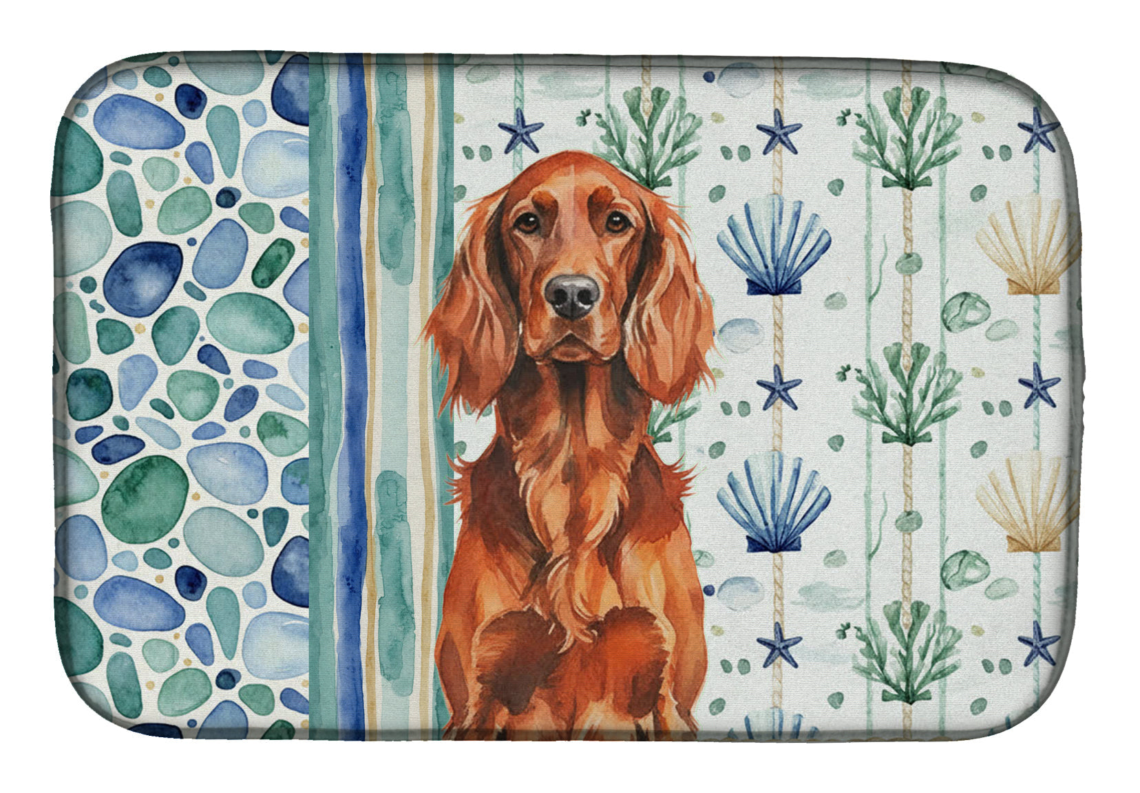 Irish Setter Coastal Sea Glass Dish Drying Mat Absorbent Dish Drying Mat Pad for Kitchen Counter Dish Drainer Mat for Countertop, 14 x 21", Multicolor
