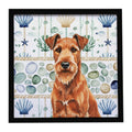 Irish Terrier Coastal Sea Glass Framed Metal Print Bathroom, Kitchen, Office, Home Decor Wall Art Ready to Hang, Square, 8X8