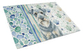 Kerry Blue Terrier Coastal Sea Glass Cutting Board Tempered Glass Kitchen Cutting Surface, Heat Resistant Chopping, Non-Slip Feet, Food Prep & Serving