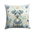 Kerry Blue Terrier Coastal Sea Glass Decorative Throw Pillow 14x14 Indoor Outdoor Accent Cushion, Fabric Cover with Insert for Sofa, Bed, Porch & Living Room