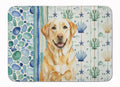 Yellow Labrador Retriever Coastal Sea Glass Memory Foam Kitchen Mat Machine Washable Anti-Fatigue Cushion Comfort Bath or Kitchen Rug