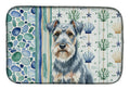 Blue Lakeland Terrier Coastal Sea Glass Dish Drying Mat Absorbent Dish Drying Mat Pad for Kitchen Counter Dish Drainer Mat for Countertop, 14 x 21", Multicolor