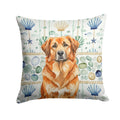 Red Leonberger Coastal Sea Glass Decorative Throw Pillow 18x18 Indoor Outdoor Accent Cushion, Fabric Cover with Insert for Sofa, Bed, Porch & Living Room