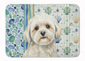 White Lhasa Apso Coastal Sea Glass Memory Foam Kitchen Mat Machine Washable Anti-Fatigue Cushion Comfort Bath or Kitchen Rug