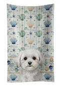 Maltese Coastal Sea Glass Kitchen Towel Velour Plush Front and Cotton Loop Back Machine Washable