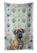 Brindle Mastiff Coastal Sea Glass Kitchen Towel Velour Plush Front and Cotton Loop Back Machine Washable