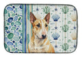 Miniature Bull Terrier Coastal Sea Glass Dish Drying Mat Absorbent Dish Drying Mat Pad for Kitchen Counter Dish Drainer Mat for Countertop, 14 x 21", Multicolor