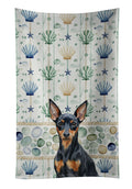 Black and Tan Miniature Pinscher Coastal Sea Glass Kitchen Towel Velour Plush Front and Cotton Loop Back Machine Washable