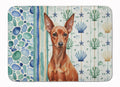 Red Miniature Pinscher Min Pin Coastal Sea Glass Memory Foam Kitchen Mat Machine Washable Anti-Fatigue Cushion Comfort Bath or Kitchen Rug
