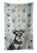 Black & Silver Miniature Schnauzer Coastal Sea Glass Kitchen Towel Velour Plush Front and Cotton Loop Back Machine Washable