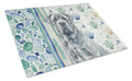 Blue Neapolitan Mastiff Coastal Sea Glass Cutting Board Tempered Glass Kitchen Cutting Surface, Heat Resistant Chopping, Non-Slip Feet, Food Prep & Serving