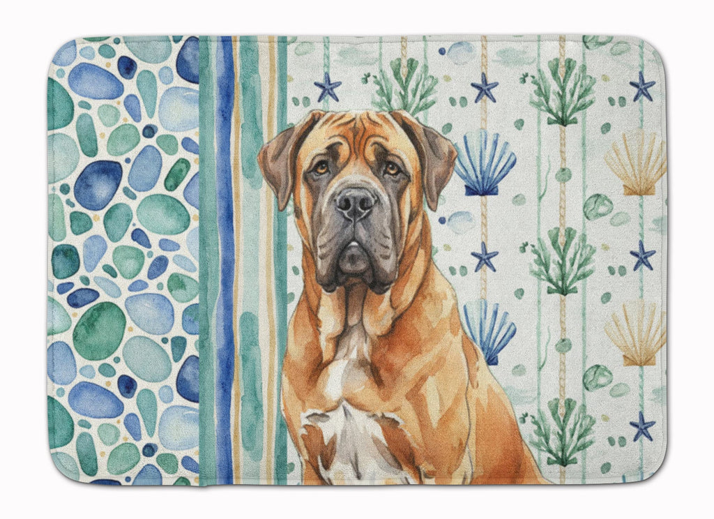 Neapolitan Mastiff Coastal Sea Glass Memory Foam Kitchen Mat Machine Washable Anti-Fatigue Cushion Comfort Bath or Kitchen Rug