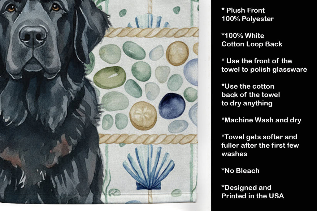 Black Newfoundland Coastal Sea Glass Kitchen Towel Velour Plush Front and Cotton Loop Back Machine Washable