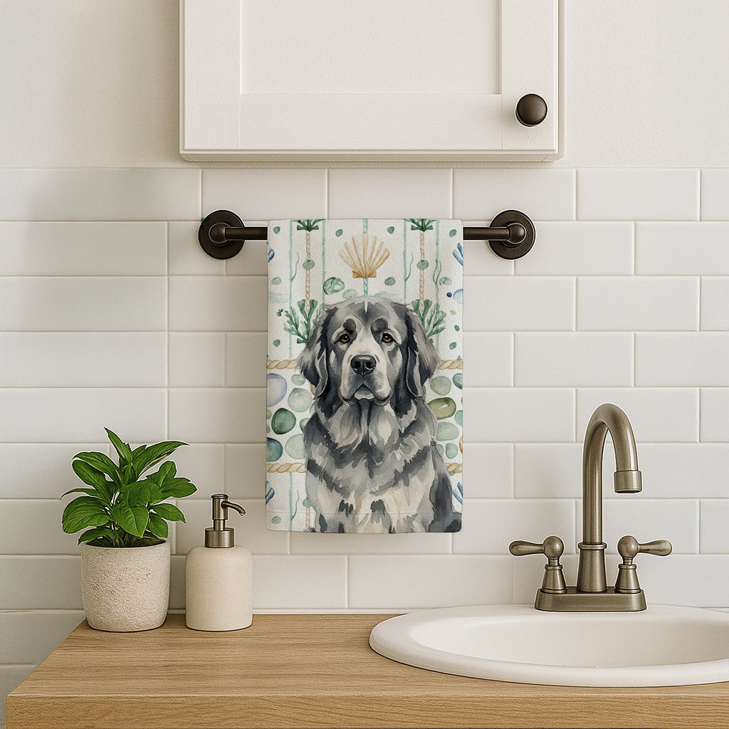 Gray Newfoundland Coastal Sea Glass Kitchen Towel Velour Plush Front and Cotton Loop Back Machine Washable