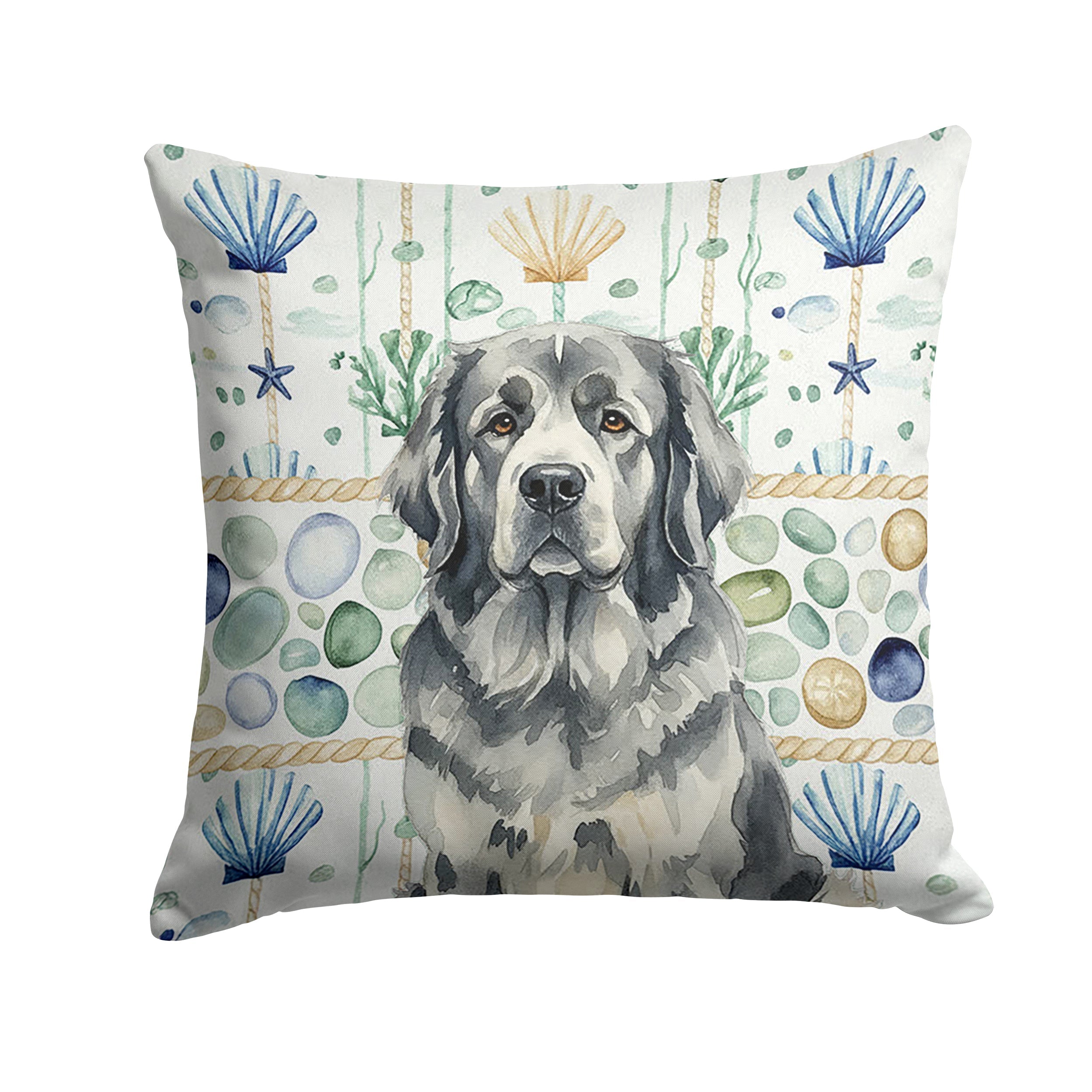Gray Newfoundland Coastal Sea Glass Decorative Throw Pillow 18x18 Indoor Outdoor Accent Cushion, Fabric Cover with Insert for Sofa, Bed, Porch & Living Room