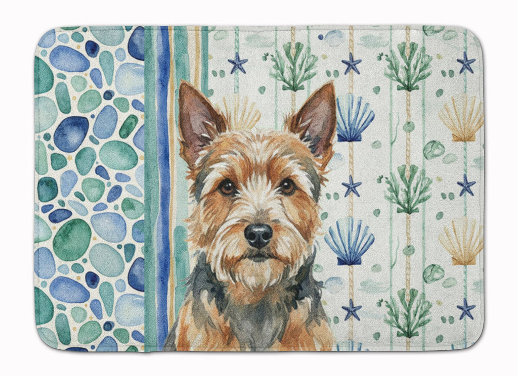 Norwich Terrier Coastal Sea Glass Memory Foam Kitchen Mat Machine Washable Anti-Fatigue Cushion Comfort Bath or Kitchen Rug