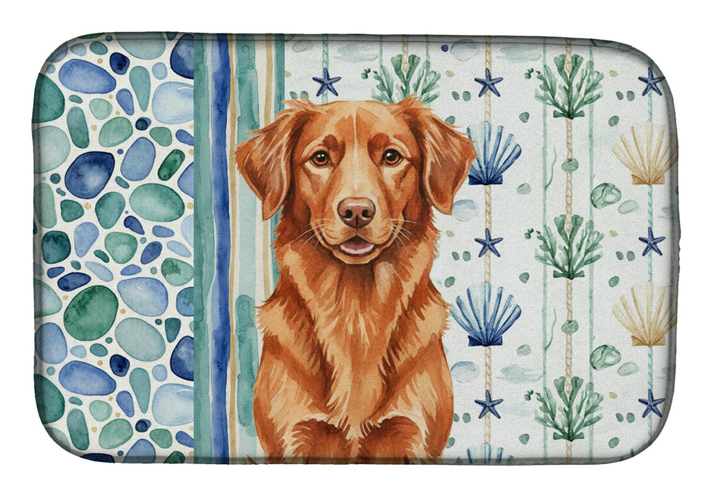 Copper Nova Scotia Duck Tolling Retriever Coastal Sea Glass Dish Drying Mat Absorbent Dish Drying Mat Pad for Kitchen Counter Dish Drainer Mat for Countertop, 14 x 21", Multicolor