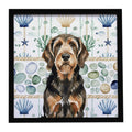 Black and Tan Otterhound Coastal Sea Glass Framed Metal Print Bathroom, Kitchen, Office, Home Decor Wall Art Ready to Hang, Square, 8X8