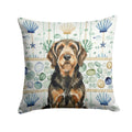 Black and Tan Otterhound Coastal Sea Glass Decorative Throw Pillow 14x14 Indoor Outdoor Accent Cushion, Fabric Cover with Insert for Sofa, Bed, Porch & Living Room