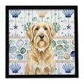 Wheaten and Tan Otterhound Coastal Sea Glass Framed Metal Print Bathroom, Kitchen, Office, Home Decor Wall Art Ready to Hang, Square, 8X8