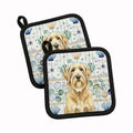 Wheaten and Tan Otterhound Coastal Sea Glass Pot Holder Set of 2 Heat Resistant Quilted Hot Pads 7.5 x 7.5 Inch, Insulated Kitchen Trivets for Cooking & Baking