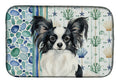 Black and White Papillon Coastal Sea Glass Dish Drying Mat Absorbent Dish Drying Mat Pad for Kitchen Counter Dish Drainer Mat for Countertop, 14 x 21", Multicolor