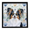 Tricolor Papillon Coastal Sea Glass Framed Metal Print Bathroom, Kitchen, Office, Home Decor Wall Art Ready to Hang, Square, 8X8