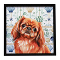Red Pekingese Coastal Sea Glass Framed Metal Print Bathroom, Kitchen, Office, Home Decor Wall Art Ready to Hang, Square, 8X8