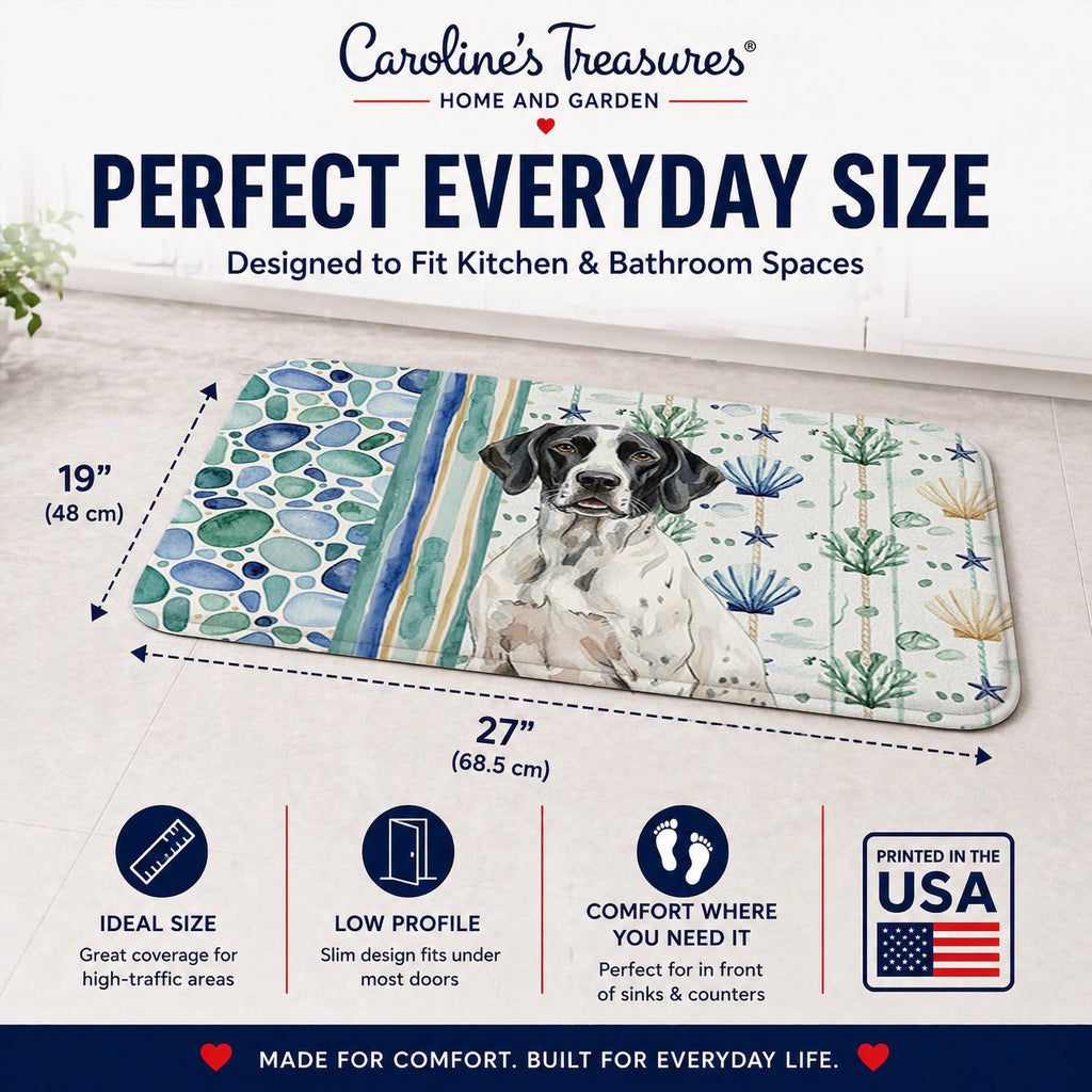 Black and White Pointer Coastal Sea Glass Memory Foam Kitchen Mat Machine Washable Anti-Fatigue Cushion Comfort Bath or Kitchen Rug