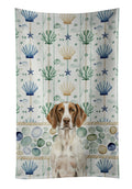 Liver and White Pointer Coastal Sea Glass Kitchen Towel Velour Plush Front and Cotton Loop Back Machine Washable
