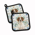 Liver and White Pointer Coastal Sea Glass Pot Holder Set of 2 Heat Resistant Quilted Hot Pads 7.5 x 7.5 Inch, Insulated Kitchen Trivets for Cooking & Baking