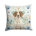 Liver and White Pointer Coastal Sea Glass Decorative Throw Pillow 18x18 Indoor Outdoor Accent Cushion, Fabric Cover with Insert for Sofa, Bed, Porch & Living Room