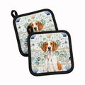Orange and White Pointer Coastal Sea Glass Pot Holder Set of 2 Heat Resistant Quilted Hot Pads 7.5 x 7.5 Inch, Insulated Kitchen Trivets for Cooking & Baking