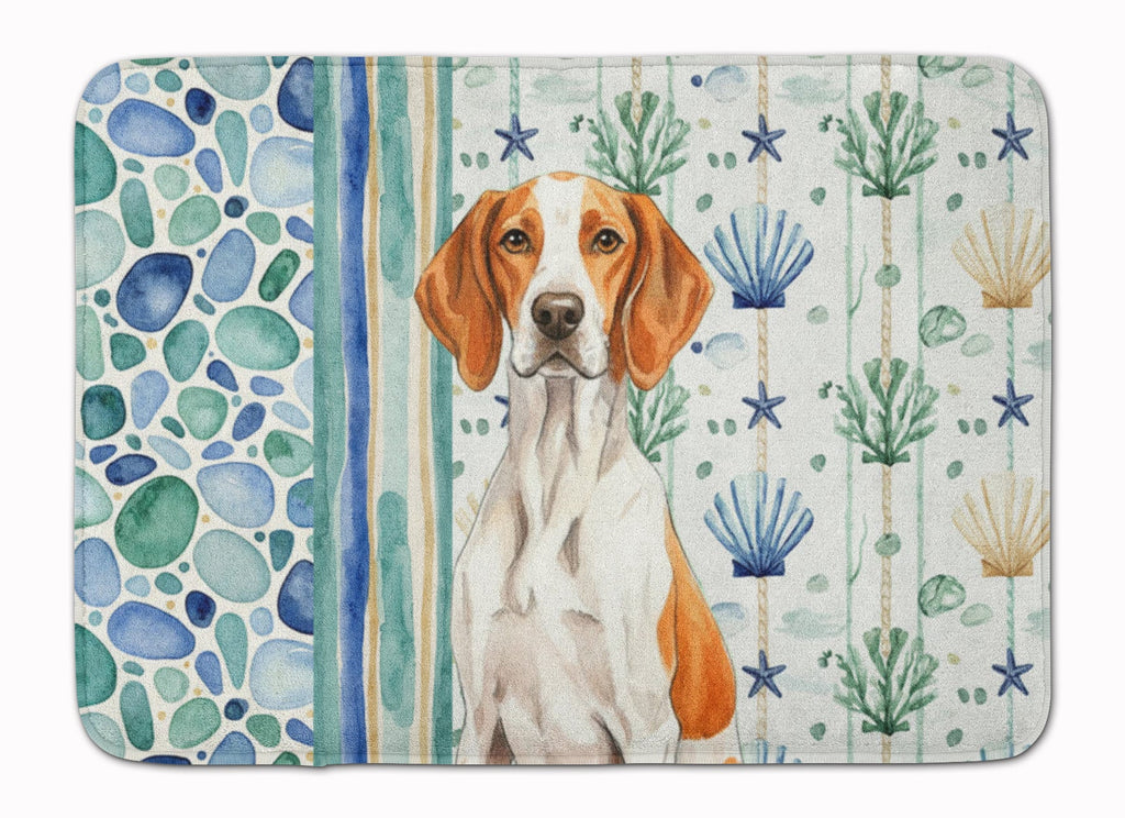 Orange and White Pointer Coastal Sea Glass Memory Foam Kitchen Mat Machine Washable Anti-Fatigue Cushion Comfort Bath or Kitchen Rug