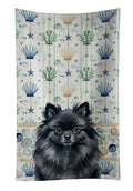 Black Pomeranian Coastal Sea Glass Kitchen Towel Velour Plush Front and Cotton Loop Back Machine Washable