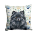 Black Pomeranian Coastal Sea Glass Decorative Throw Pillow 18x18 Indoor Outdoor Accent Cushion, Fabric Cover with Insert for Sofa, Bed, Porch & Living Room
