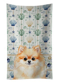 Pomeranian Coastal Sea Glass Kitchen Towel Velour Plush Front and Cotton Loop Back Machine Washable
