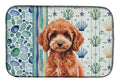 Miniature Red Poodle Coastal Sea Glass Dish Drying Mat Absorbent Dish Drying Mat Pad for Kitchen Counter Dish Drainer Mat for Countertop, 14 x 21", Multicolor