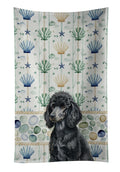 Standard Black Poodle Coastal Sea Glass Kitchen Towel Velour Plush Front and Cotton Loop Back Machine Washable