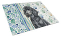Standard Black Poodle Coastal Sea Glass Cutting Board Tempered Glass Kitchen Cutting Surface, Heat Resistant Chopping, Non-Slip Feet, Food Prep & Serving
